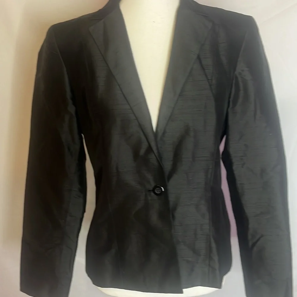 OSCAR by Oscar de la Renta black silk blazer - Picture 2 of 7